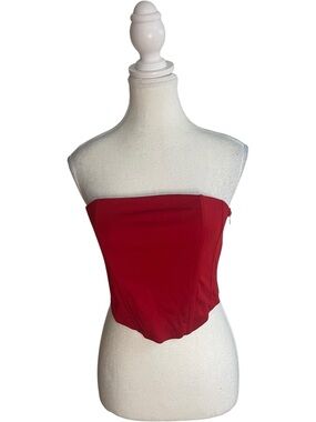 Zara Bustier Crop Tube Top Vibrant Red